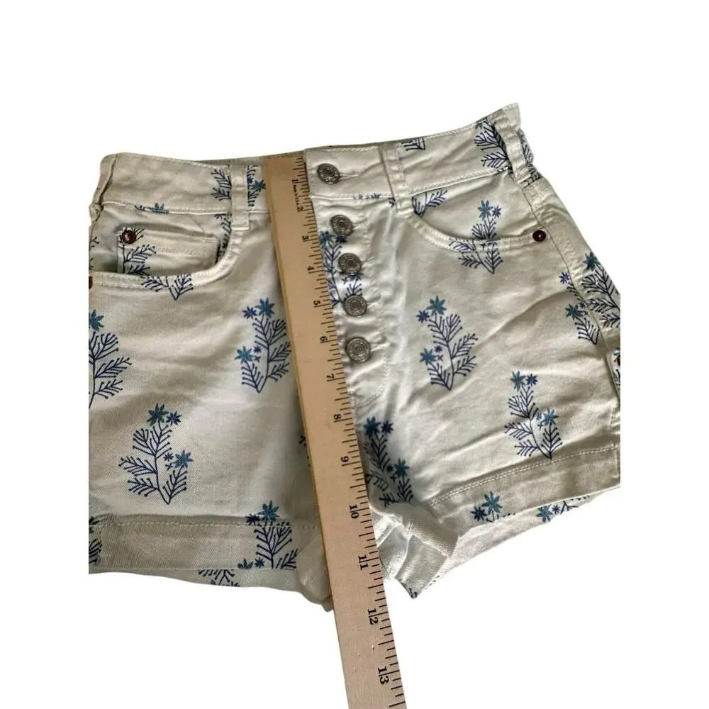 Anthropologie Pilcro Shorts Denim Floral Print High Rise in Size 26 *Read* - Picture 4 of 13